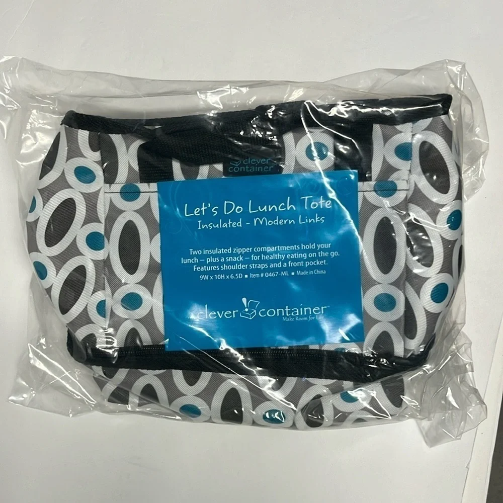 🆕 Insulated Meal Lunch and Snack Bag Tote Two Compartments with Black Handles
